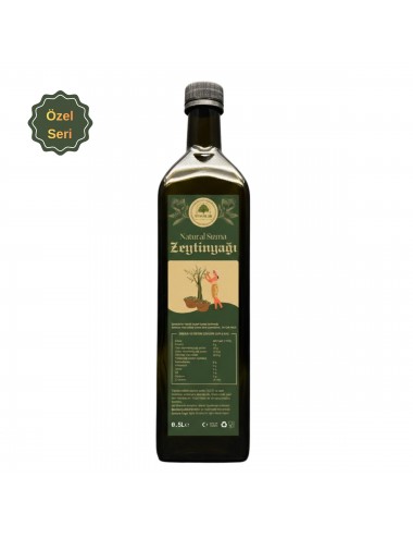 Natural Sızma Zeytinyağı 0.5 LT Cam Şişe  - Soğuk Sıkım 