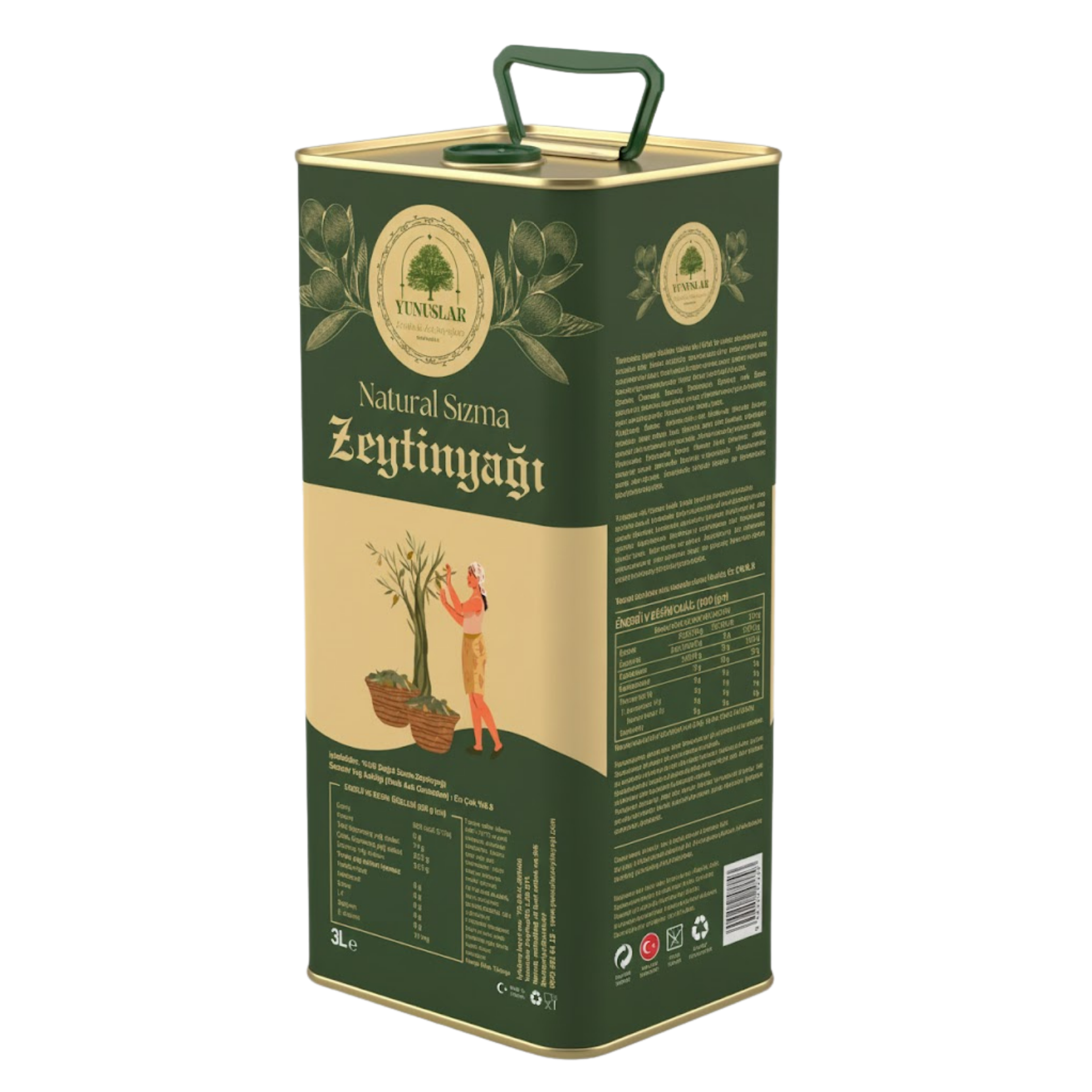 Natural Sızma Zeytinyağı 3 LT - Soğuk Sıkım 0.5 Asit